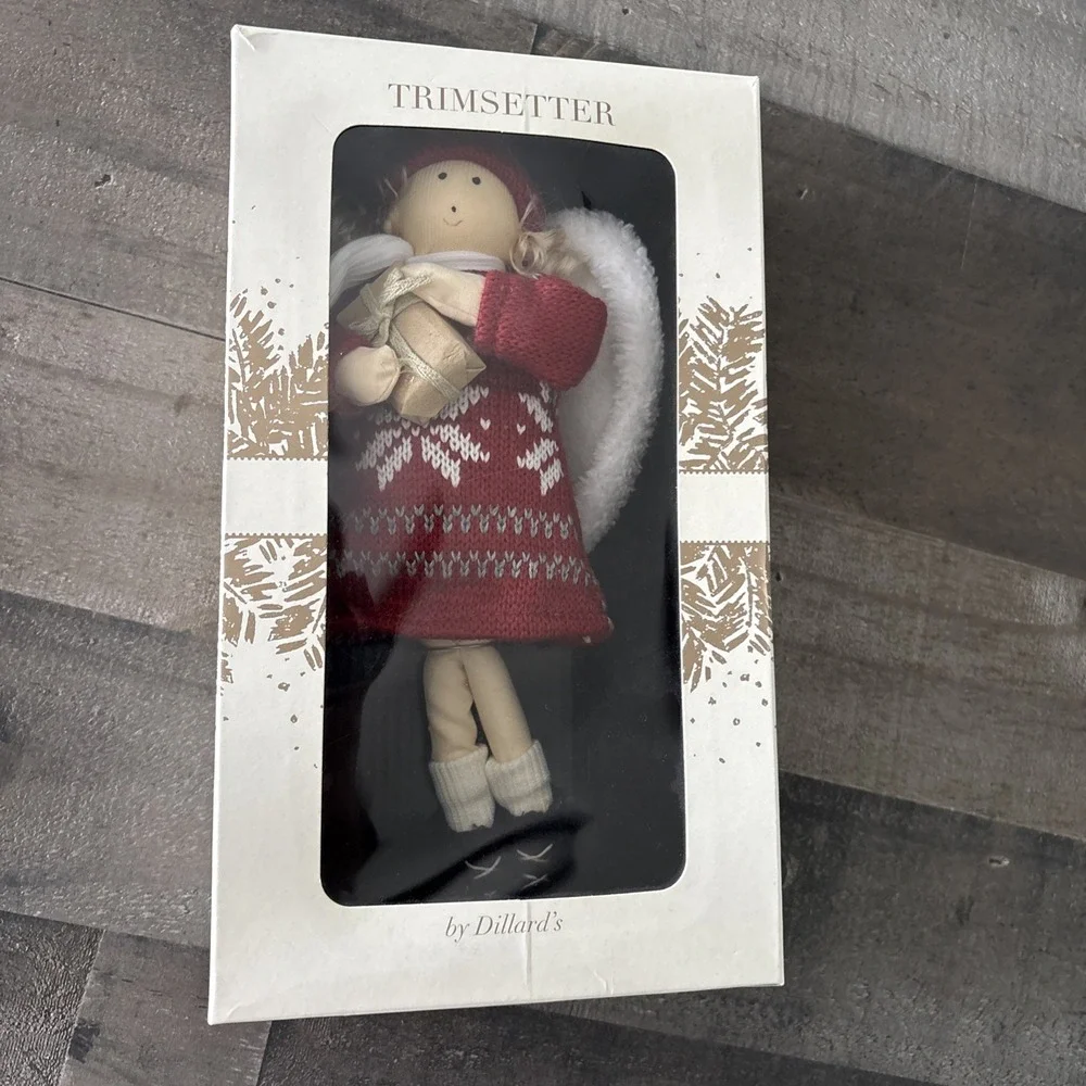 Dillards Trimsetter Angel Doll w Fair Isle Dress Shopping Package Ornament New